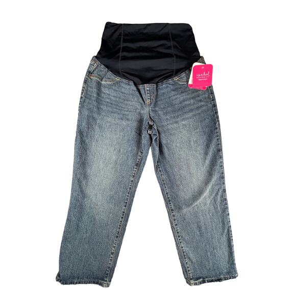 Isabel Maternity Jeans Womens 10 Blue Denim Vintage Straight Crossover Panel NWT - Picture 1 of 12